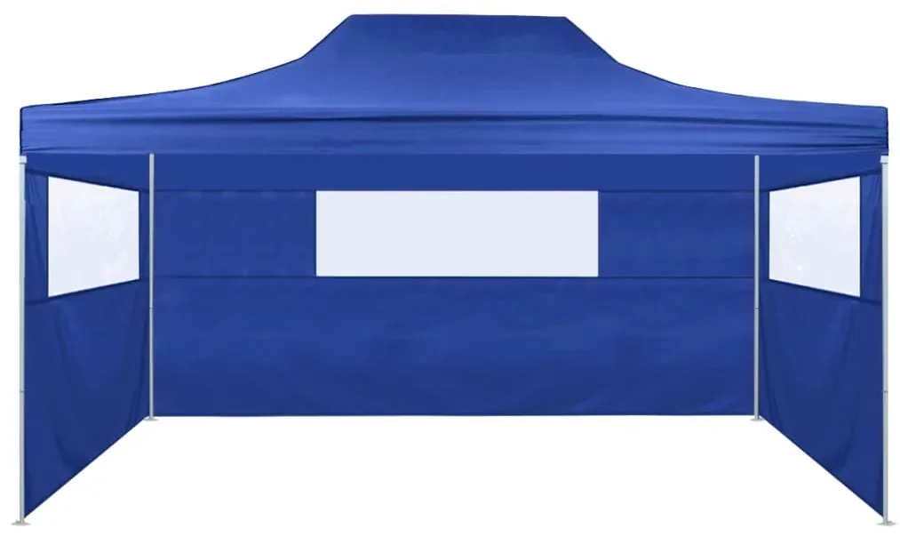 vidaXL Partytent met 3 zijwanden inklapbaar 3x4 m staal blauw