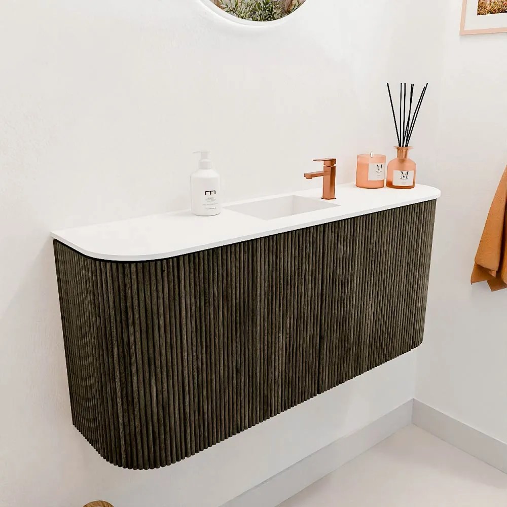 Mondiaz Joya 95cm toiletmeubel ronding links/rechts shadow met wastafel faye midden 1 kraangat talc