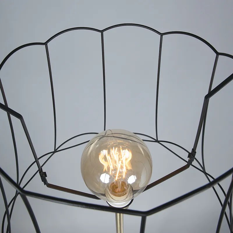 Retro vloerlamp messing met Granny frame zwart 45 cm - Kaso