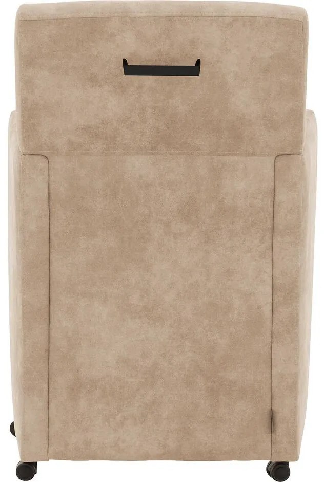 Goossens Eetkamerstoel Oliver beige microvezel met armleuning en met wielen, stijlvol landelijk