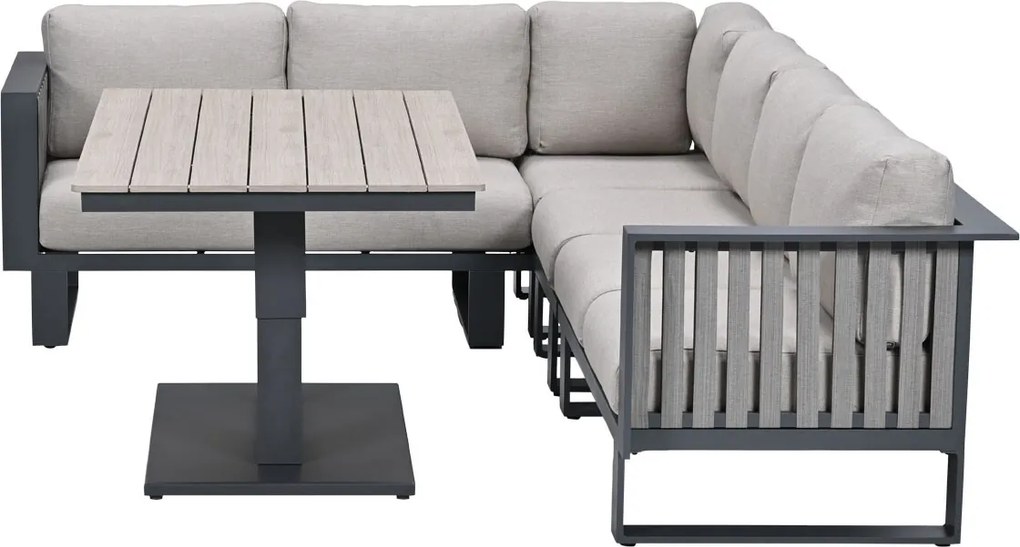 Garden Impressions Gabon - Brugge lounge dining set 5-delig - donker grijs