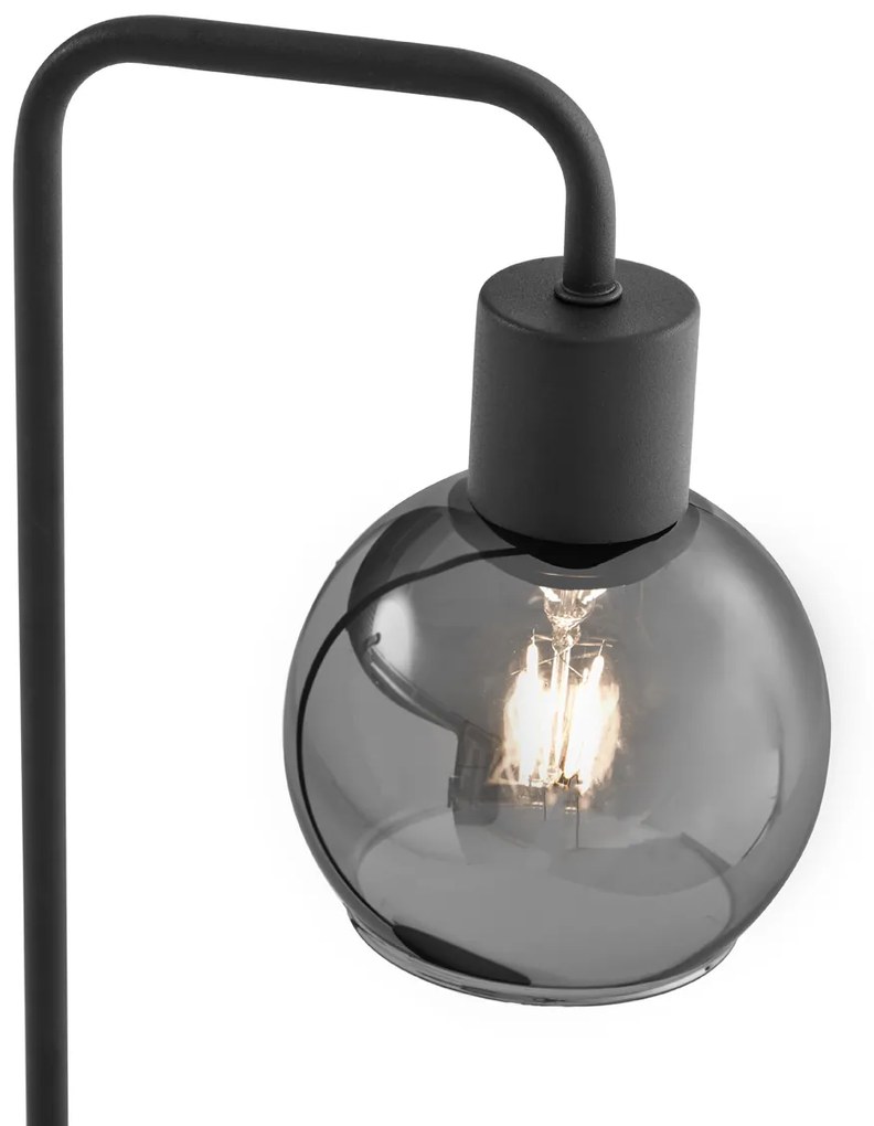 Art Deco tafellamp zwart met smoke glas - Vidro Art Deco E27 Binnenverlichting Lamp