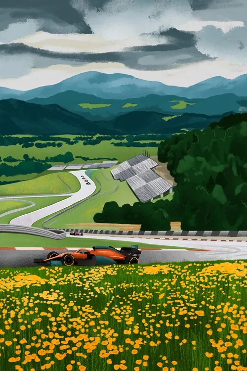 Ilustratie Racetrack of Austria, Goed Blauw