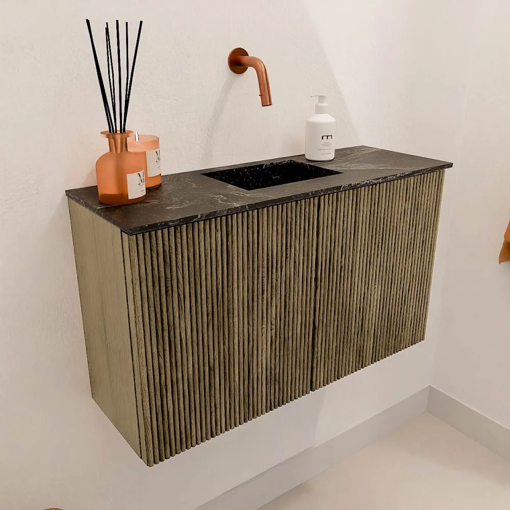 Mondiaz Joya DLux 70cm toiletmeubel dusk met wastafel faye midden zonder kraangat lava