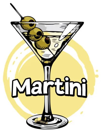 Foto Martini glass with olives. Hand drawn, Vera Orlova