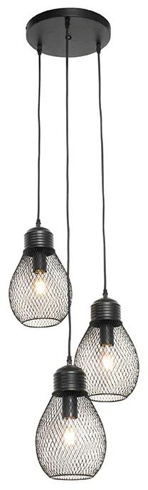 Design hanglamp zwart 3-lichts - Raga Design E27 Binnenverlichting Lamp