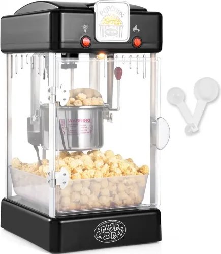 VEVOR Popcornmachine Popcornmaker, 300W Popcornmachine, 2,5 oz waterkoker, maakt 4 liter per batch, popcornmachine met PP-deur, inclusief 2 scheppen en schaal, bioscoopstijl zwart