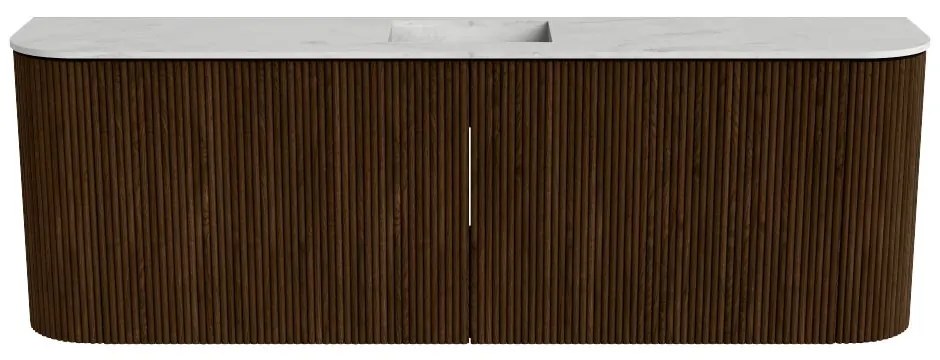 Mondiaz Joya DLux 125cm toiletmeubel ronding links/rechts walnut met wastafel faye midden 1 kraangat opalo