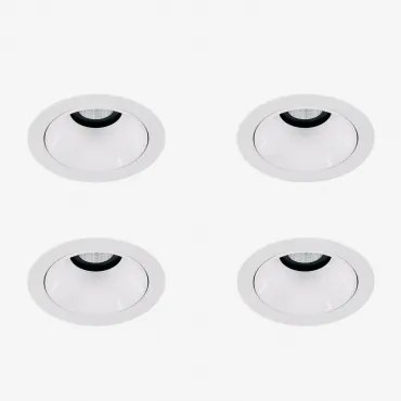 Pack Van 4 Inbouw Led-downlights Met Ronde Frames Ø7 Cm In Aluminium Luisiana Wit & Wit Koud 4000k & 6 W & 38º - Sklum