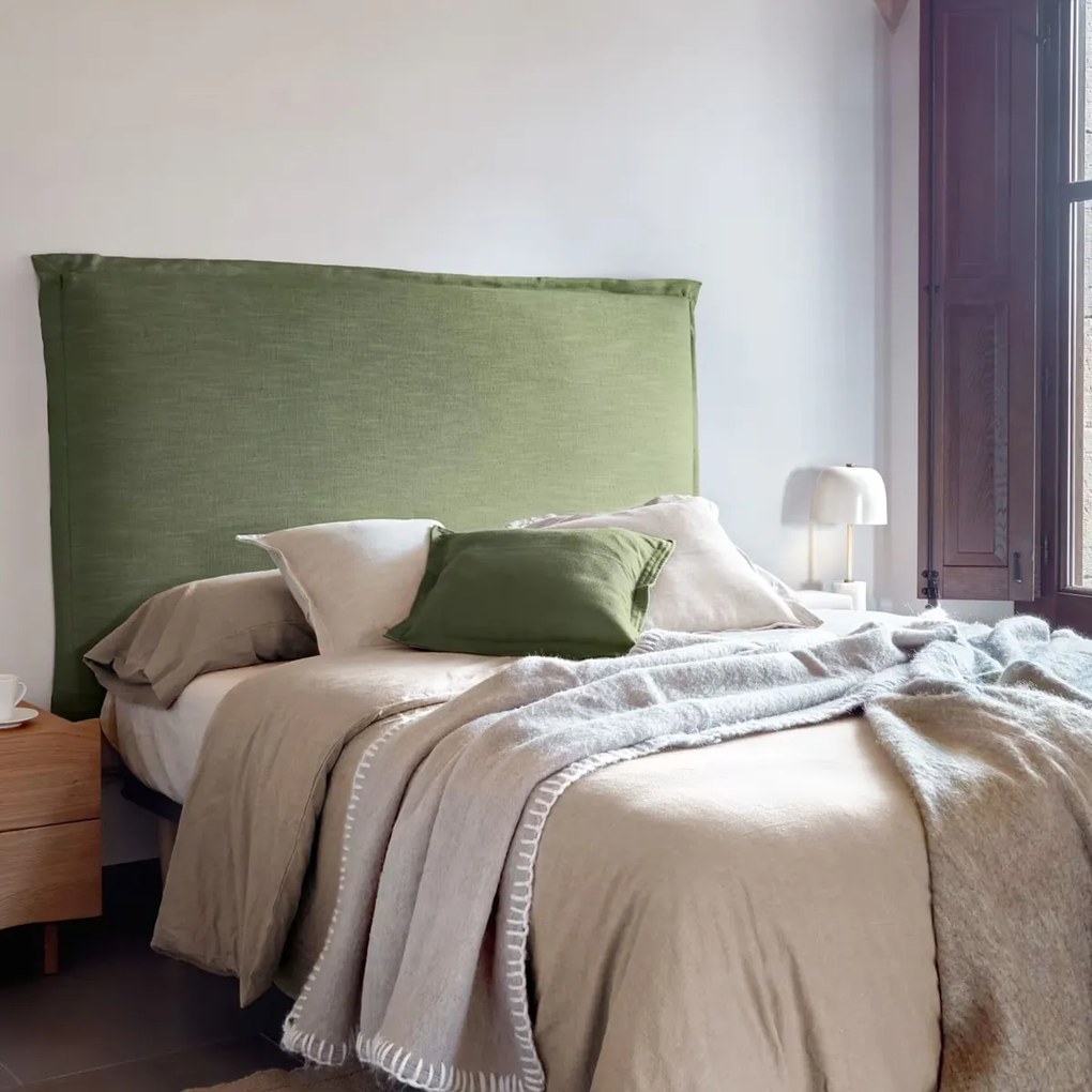 Kave Home Tanit Hoofdbord Met Afneembare Hoes 200 Cm Groen