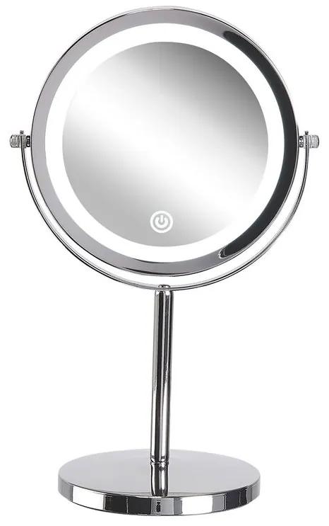Make-up spiegel met LED-verlichting zilver ø 20 cm VERDUN Beliani