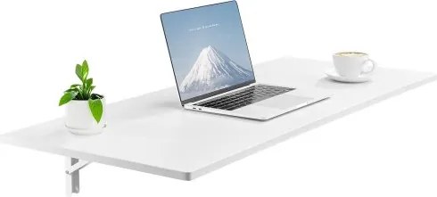 VEVOR Wandgemonteerde opvouwbare tafel, 110 x 46 cm, opvouwbare tafel, zwevend bureau met ijzeren beugel, opvouwbaar bureau voor kleine ruimtes, thuiskantoor, eetkamer, wasruimte, keuken, bar, wit