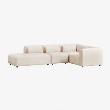 4-delige Modulaire Hoekbank Met Linker Divan Fogler Linnen Fluweel Linnenbeige - Sklum