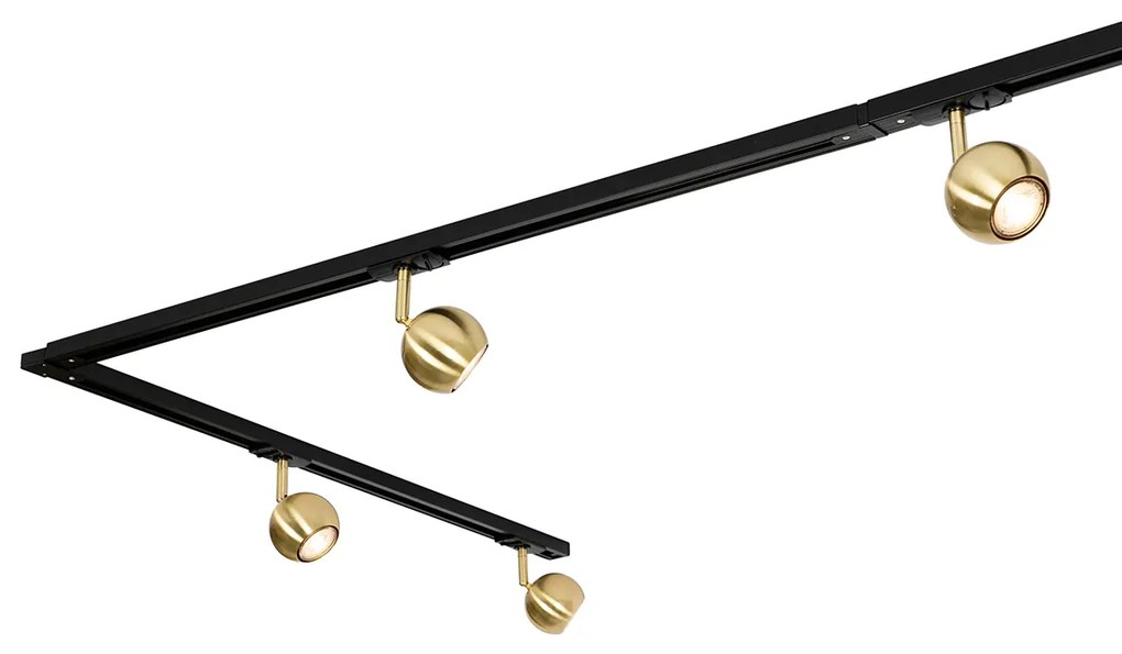 Modern railsysteem met 5 Spot / Opbouwspot / Plafondspots goud 1-fase - Iconic Gissi Modern GU10 Binnenverlichting Lamp