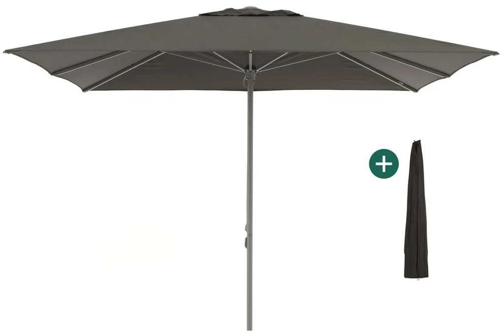 Parasol Shadowline Cuba | Inclusief hoes | Vierkant | 350x350cm | Met katrol | Zwart | Kees Smit Tuinmeubelen