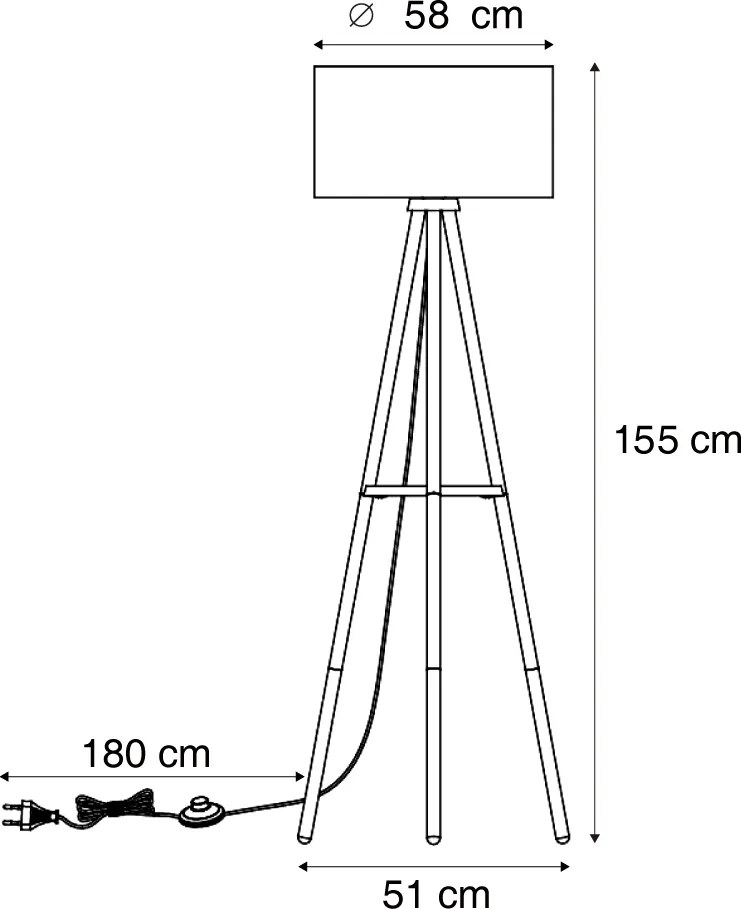 Vloerlamp hout tripod met multicolor kap met dierenprint 50cm - Lou