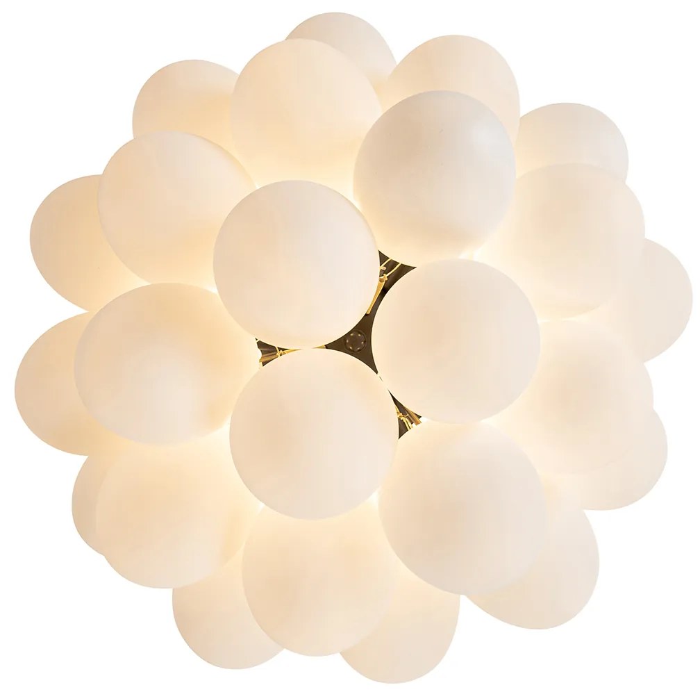 Art deco plafondlamp zwart met opaal glas 6-lichts - Uvas