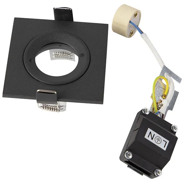 Set van 3 badkamer inbouwspots zwart vierkant IP44 - Xena