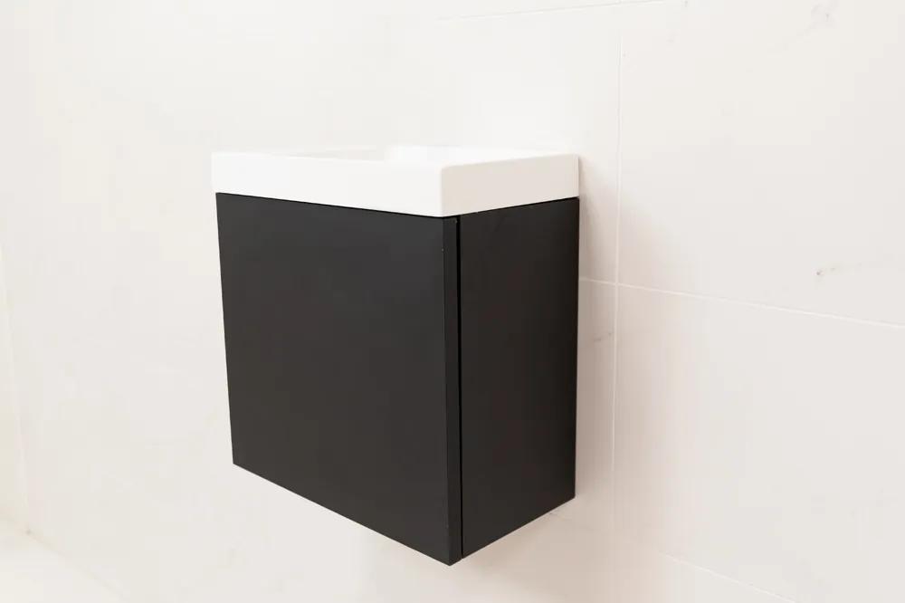 Sanigoods Minimo toiletmeubel 40cm mat zwart met witte fontein zonder kraangat