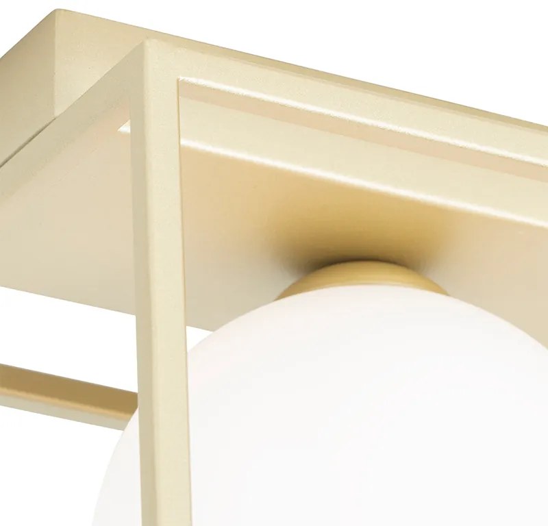 Design plafondlamp goud met wit glas 2-lichts - Aniek