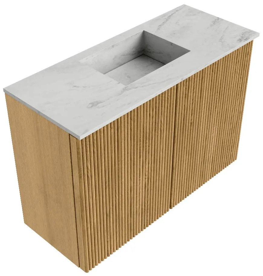 Mondiaz Joya DLux 60cm toiletmeubel oak met wastafel faye midden 1 kraangat opalo