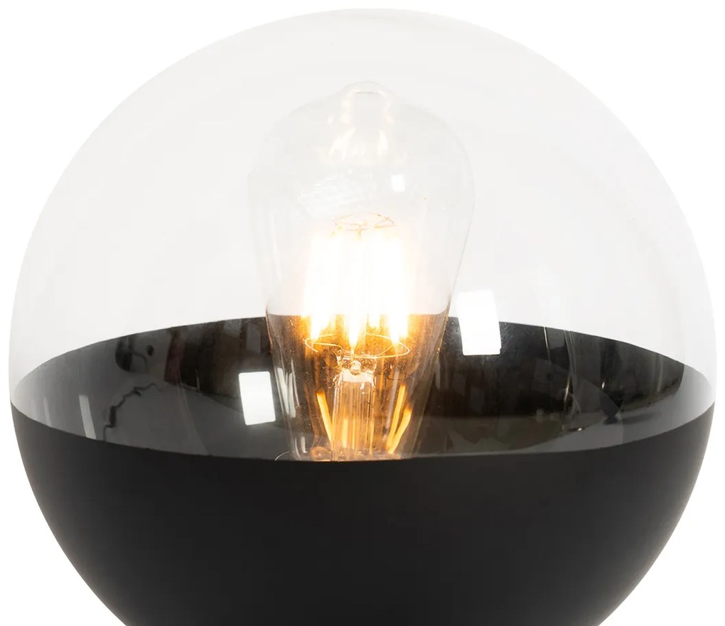 Retro tafellamp zwart met helder glas - Eclipse Retro E27 bol / globe / rond Binnenverlichting Lamp