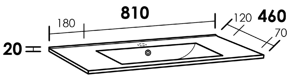 Sanituba Empoli wastafel keramiek met kraangat 80cm