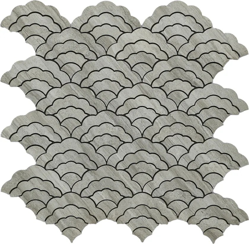 Zelfklevende Mozaïektegels Metaal | Waaier Grijs | 26,8×28,1 cm | Keuken, Bad &amp; WC