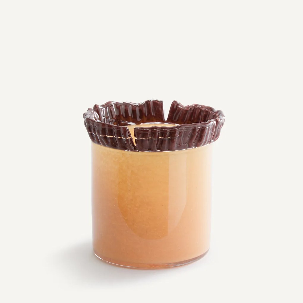 Met de hand gesneden glazen vaas H18,5 cm, Eloria