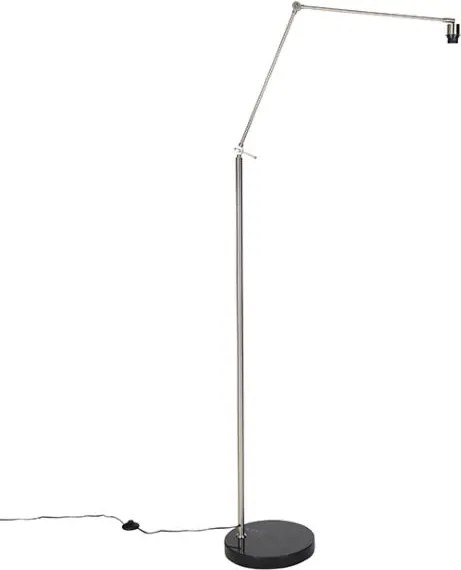 Moderne vloerlamp staal met kap donkergrijs 45 cm - Editor