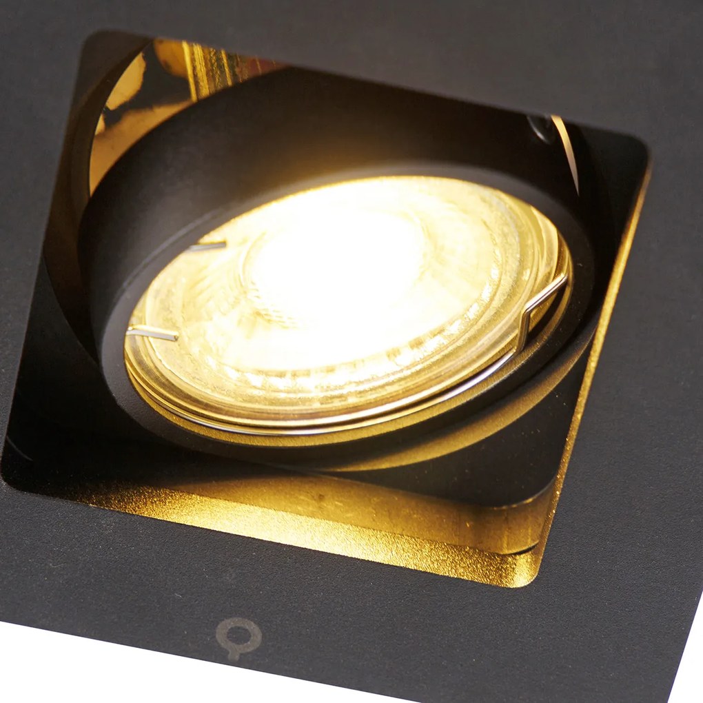 Set van 3 moderne inbouwspots zwart verstelbaar - Qure