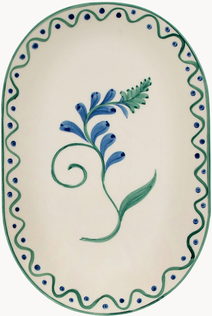Handbeschilderde serveerplateau Indigo Flora