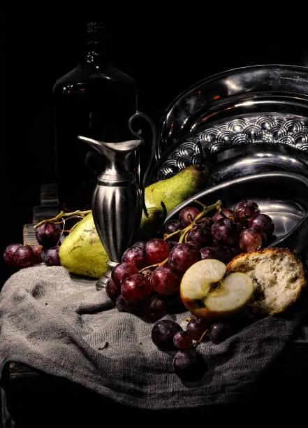 Kunstfotografie artistic still life with fruits and, Leonid Sneg, (30 x 40 cm)