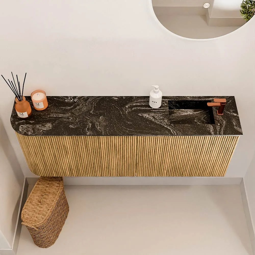 Mondiaz Joya DLux 110cm toiletmeubel ronding links oak met wastafel faye rechts 1 kraangat lava