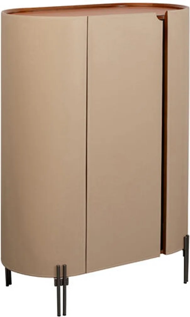 Ovale Design Kast Beige Leer - 80x40x115cm.
