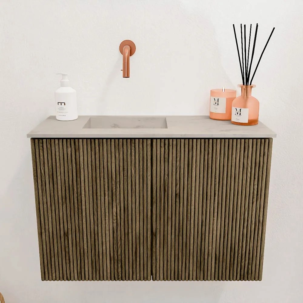 Mondiaz Joya DLux 60cm toiletmeubel dusk met wastafel faye links zonder kraangat opalo