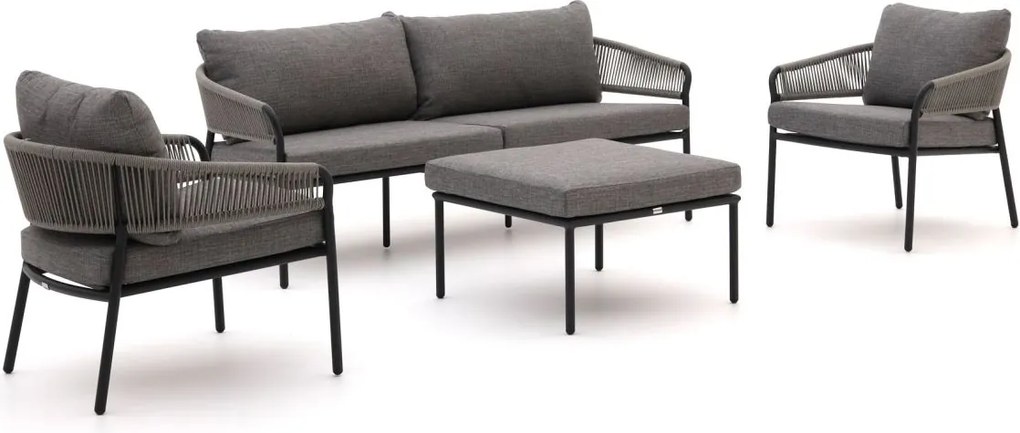 Stoel-bank loungeset Bellagio  | 4 personen | Loungeset Grijs | Aluminium | Kees Smit Tuinmeubelen