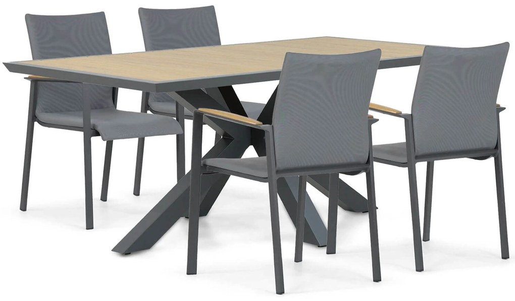 Tuinset 4 personen 181 cm Aluminium/textileen Grijs Lifestyle Garden Furniture Brandon/Palermo