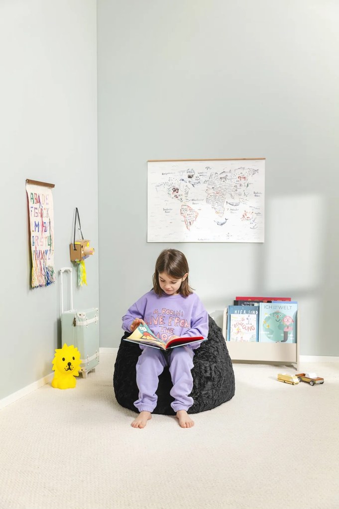 Kinder Zitzak BeanBag Fluffy L - Zwart