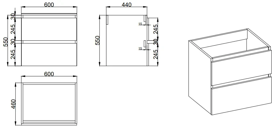 Fontana Rovigo onderkast 60cm walnoot