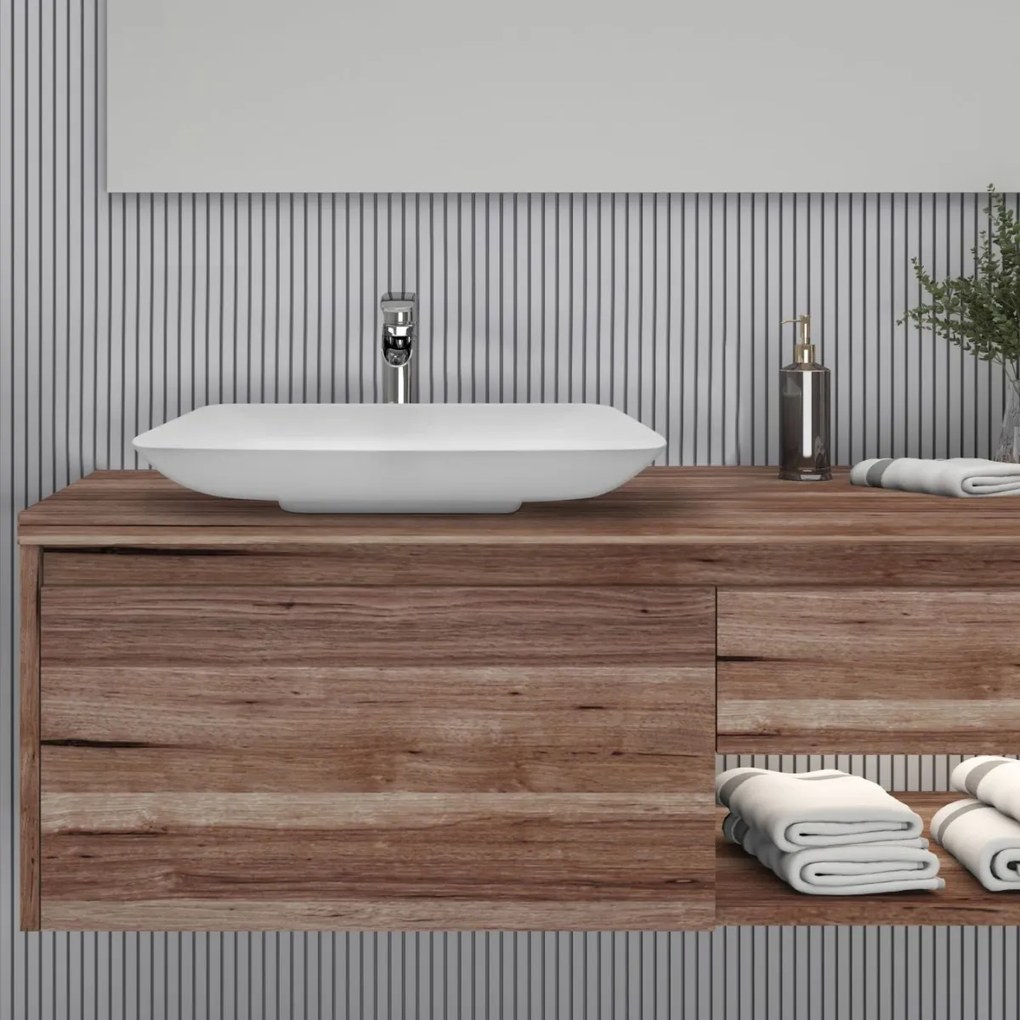 Sanigoods Layla waskom solid surface 60x36cm wit mat