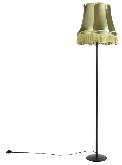 Retro vloerlamp zwart met Granny kap groen 45 cm - Simplo Landelijk / Rustiek E27 cilinder / rond rond Binnenverlichting Lamp