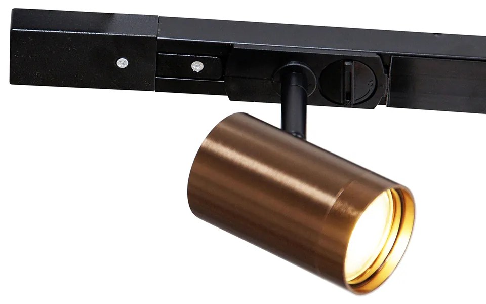 1-fase railsysteem met 3 spots en hanglampen donkerbrons - Cavalux Jeana