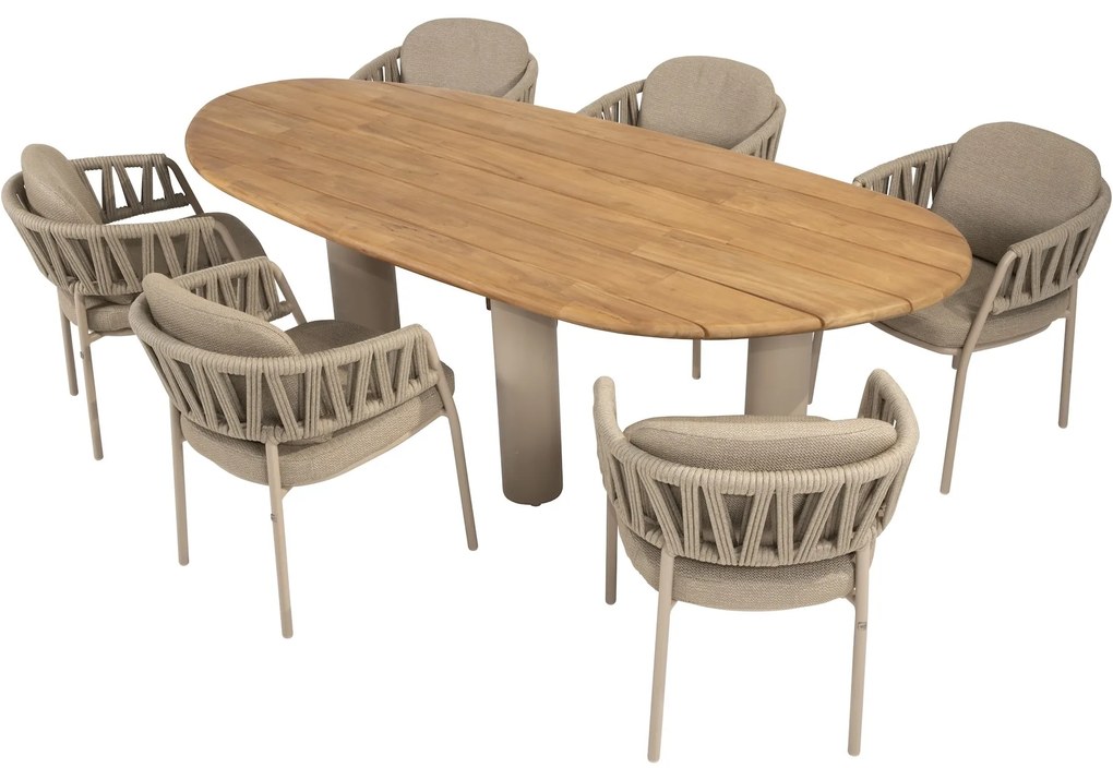 Calma Estate dining tuinset 240x105xH75 cm 7 delig latte teak Taste 4SO