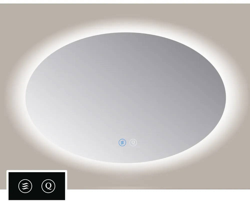 Sanicare Tutti SOAT ovale spiegel met verwarming, verlichting rondom en touch bediening 60x80cm