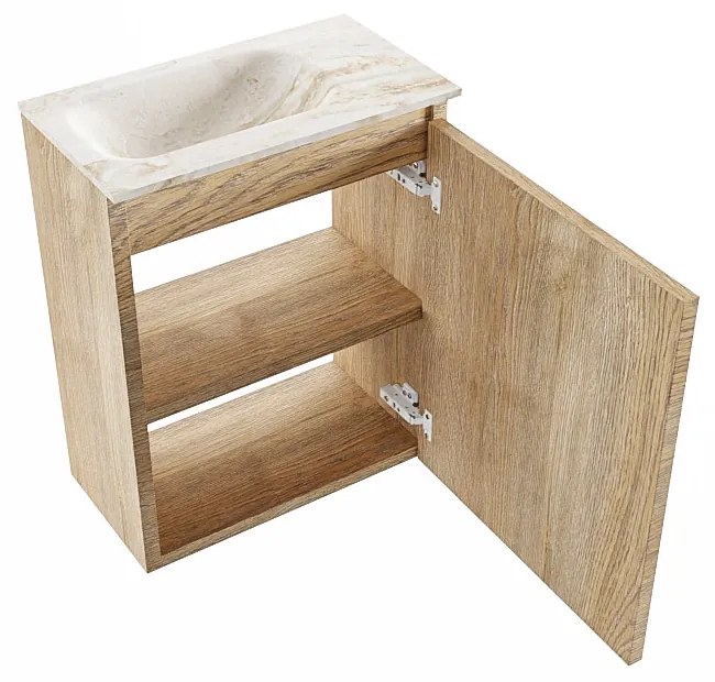 Mondiaz Ture DLux toiletmeubel 40cm washed oak met wastafel opalo links zonder kraangat