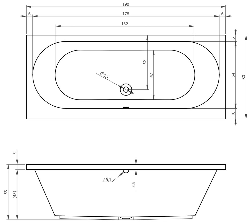 Riho Carolina bubbelbad 190x80cm wit glans met touchbediening, 6 + 4 + 2 hydrojets en 11 aerojets