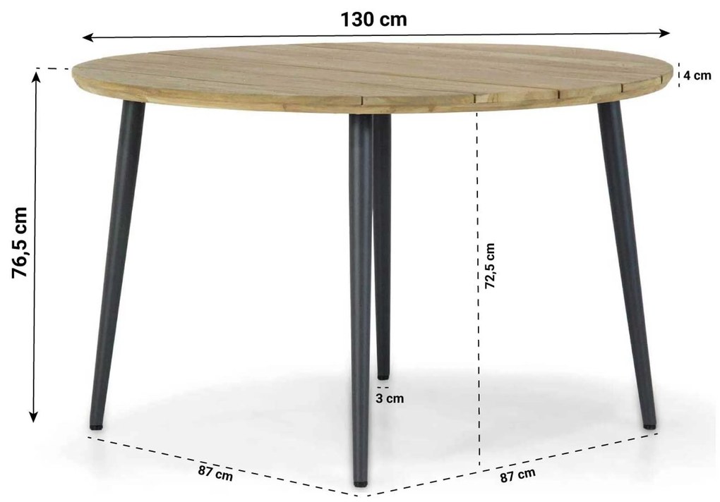 Tuinset Ronde Tuintafel 4 personen 130 cm Aluminium/rope Grijs  Coco Puerto/Montana