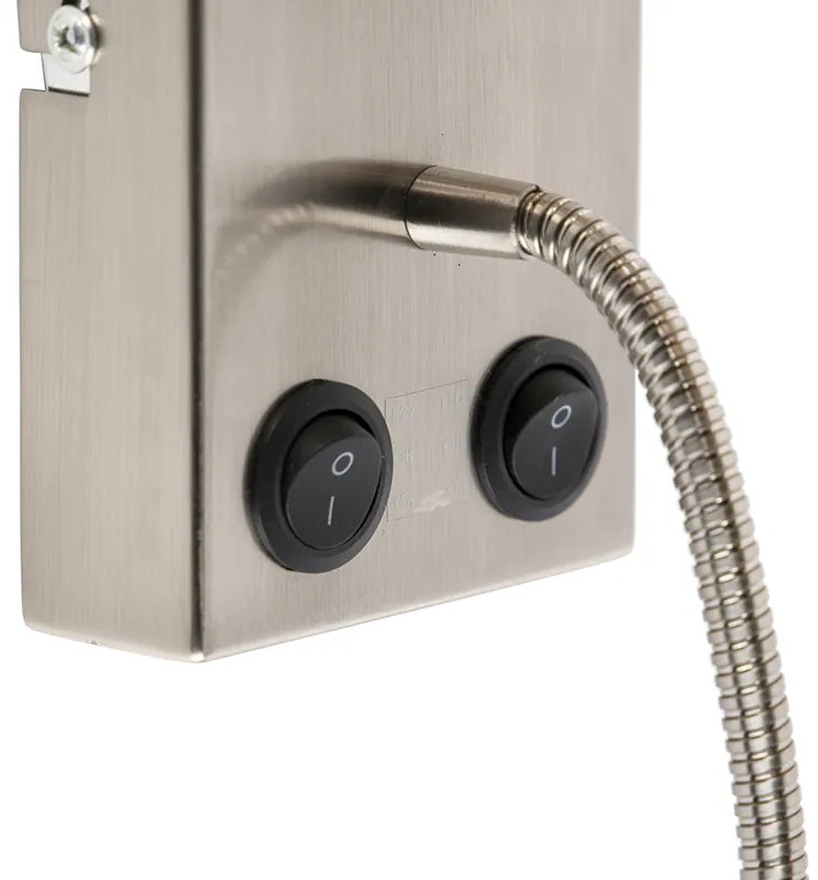 Moderne wandlamp staal met katoenen grijze kap - Stacca