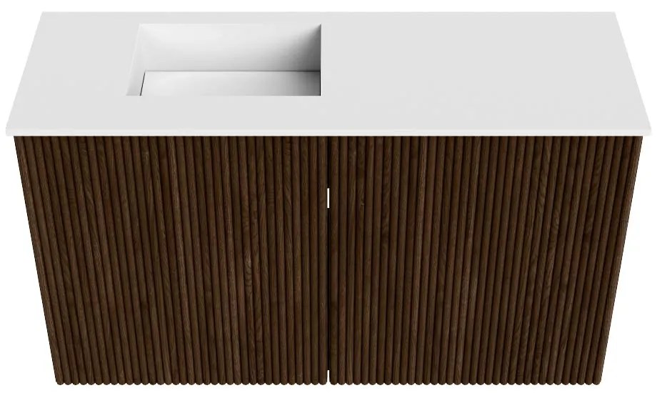 Mondiaz Joya 70cm toiletmeubel walnut met wastafel faye links zonder kraangat talc